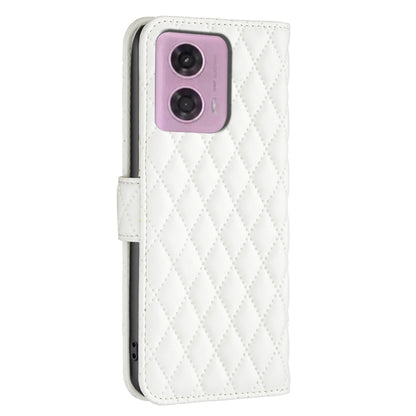 For Motorola Moto G24 Diamond Lattice Wallet Flip Leather Phone Case(White) - Motorola Cases by PMC Jewellery | Online Shopping South Africa | PMC Jewellery | Buy Now Pay Later Mobicred