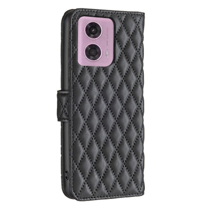 For Motorola Moto G24 Diamond Lattice Wallet Flip Leather Phone Case(Black) - Motorola Cases by PMC Jewellery | Online Shopping South Africa | PMC Jewellery | Buy Now Pay Later Mobicred