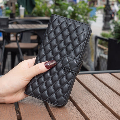 For Motorola Edge 50 Pro 5G Diamond Lattice Wallet Flip Leather Phone Case(Black) - Motorola Cases by PMC Jewellery | Online Shopping South Africa | PMC Jewellery | Buy Now Pay Later Mobicred