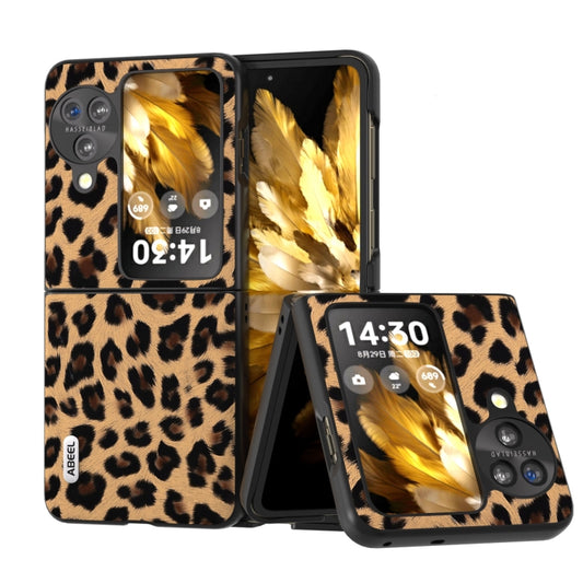 For OPPO Find N3 Flip ABEEL Black Edge Leopard Phone Case(Leopard Print) - Find N3 Flip Cases by PMC Jewellery | Online Shopping South Africa | PMC Jewellery | Buy Now Pay Later Mobicred