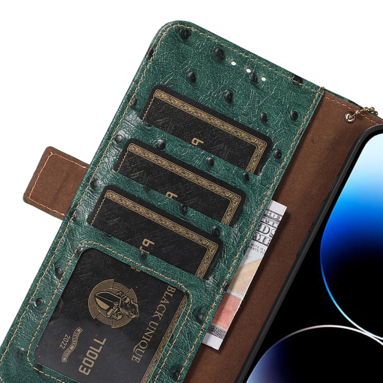 For Sony Xperia 5 V Ostrich Pattern Genuine Leather RFID Phone Case(Green) - Sony Cases by PMC TechLife | Online Shopping South Africa | PMC TechLife | Buy Now Pay Later Mobicred