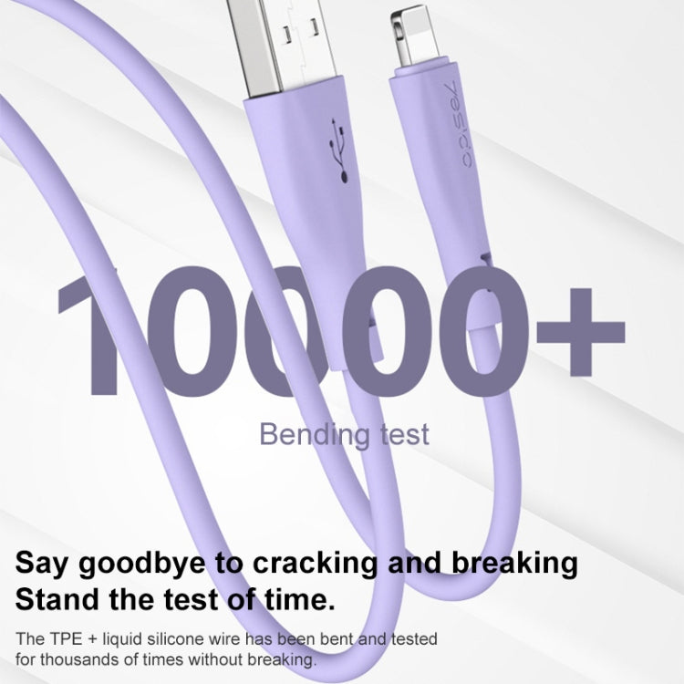 Yesido CA119L USB to 8 Pin Silicone Charging Data Cable, Cable Length: 1m(Purple) - Normal Style Cable by Yesido | Online Shopping South Africa | PMC Jewellery | Buy Now Pay Later Mobicred