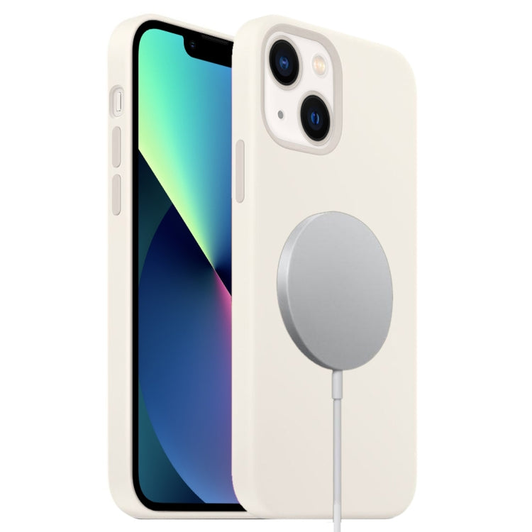 For iPhone 13 mini MagSafe Liquid Silicone Full Coverage Phone Case(White) - iPhone 13 mini Cases by PMC Jewellery | Online Shopping South Africa | PMC Jewellery