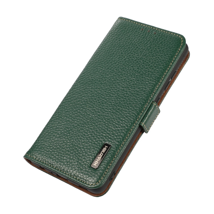 For Honor X9c KHAZNEH Side-Magnetic Litchi Genuine Leather RFID Phone Case(Green) - Honor Cases by PMC TechLife | Online Shopping South Africa | PMC TechLife | Buy Now Pay Later Mobicred