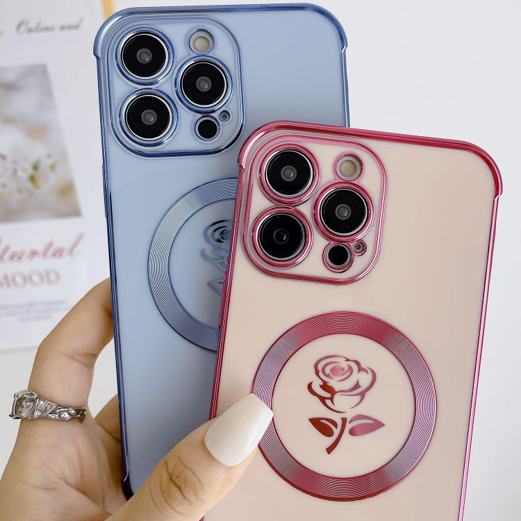 For iPhone 15 Pro Electroplate Side Roses Flower MagSafe Phone Case(Dark Purple) - free shipping - PMC TechLife - Order now!
