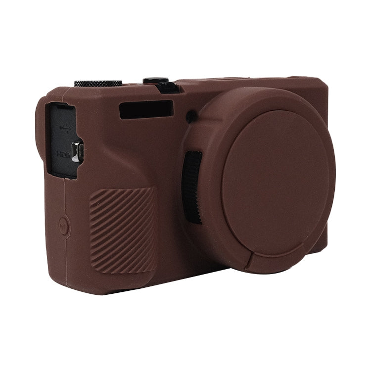 For Canon PowerShot G7 X Mark III / G7X3 Soft Silicone Protective Case with Lens Cover(Coffee) - Protective Case by PMC Jewellery | Online Shopping South Africa | PMC Jewellery