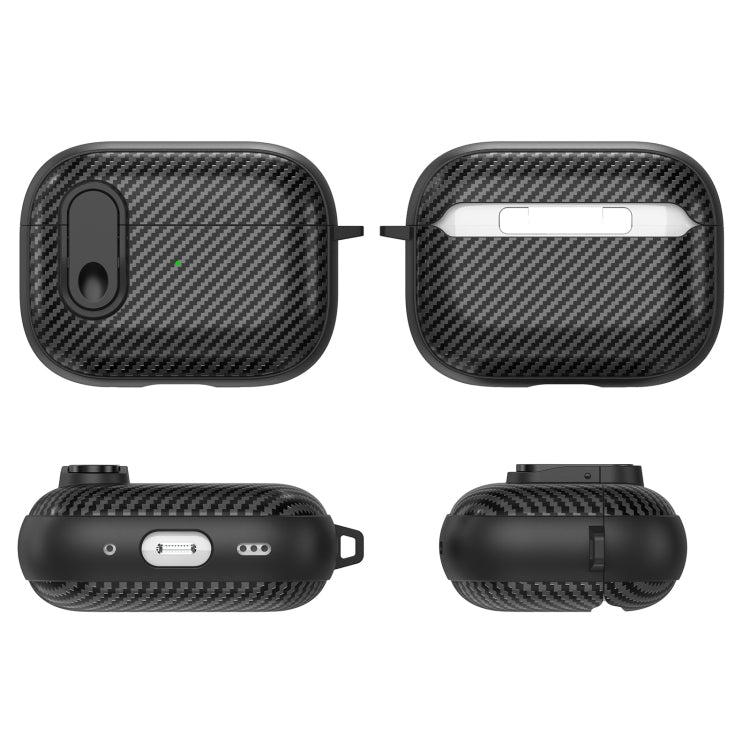 For AirPods Pro Carbon Fiber Texture Wireless Earphones Case with Security Lock(White) - For AirPods Pro by PMC Jewellery | Online Shopping South Africa | PMC Jewellery | Buy Now Pay Later Mobicred