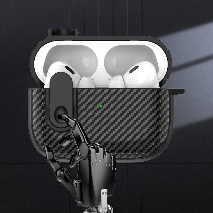 For AirPods Pro Carbon Fiber Texture Wireless Earphones Case with Security Lock(White) - For AirPods Pro by PMC Jewellery | Online Shopping South Africa | PMC Jewellery | Buy Now Pay Later Mobicred