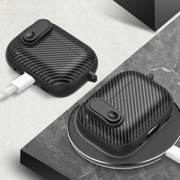 For AirPods Pro Carbon Fiber Texture Wireless Earphones Case with Security Lock(Red) - For AirPods Pro by PMC Jewellery | Online Shopping South Africa | PMC Jewellery | Buy Now Pay Later Mobicred