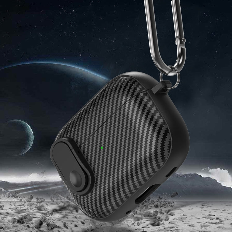 For AirPods Pro Carbon Fiber Texture Wireless Earphones Case with Security Lock(White) - For AirPods Pro by PMC Jewellery | Online Shopping South Africa | PMC Jewellery | Buy Now Pay Later Mobicred