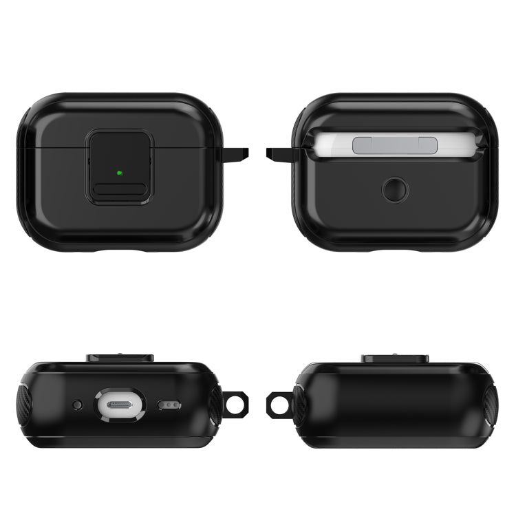 For AirPods Pro 2 TPU + PC Wireless Earphones Case with Magnetic Switch(Black) - For AirPods Pro 2 by PMC Jewellery | Online Shopping South Africa | PMC Jewellery | Buy Now Pay Later Mobicred