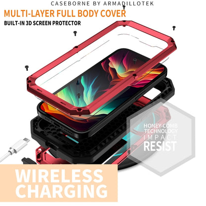 For iPhone 15 Pro R-JUST Sliding Camera Life Waterproof Holder Phone Case(Red) - iPhone 15 Pro Cases by R-JUST | Online Shopping South Africa | PMC Jewellery
