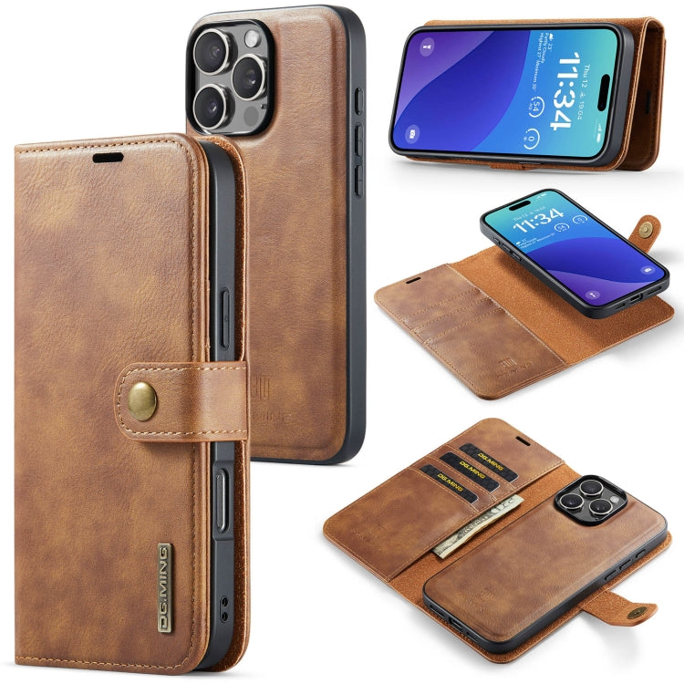 For iPhone 16 Pro DG.MING Crazy Horse Texture Detachable Magnetic Leather Phone Case(Brown) - iPhone 16 Pro Cases by DG.MING | Online Shopping South Africa | PMC Jewellery | Buy Now Pay Later Mobicred