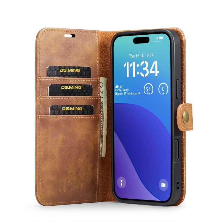 For iPhone 16 Pro DG.MING Crazy Horse Texture Detachable Magnetic Leather Phone Case(Brown) - iPhone 16 Pro Cases by DG.MING | Online Shopping South Africa | PMC Jewellery | Buy Now Pay Later Mobicred