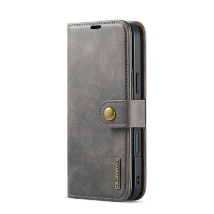 For iPhone 16 DG.MING Crazy Horse Texture Detachable Magnetic Leather Phone Case(Grey) - iPhone 16 Cases by DG.MING | Online Shopping South Africa | PMC Jewellery | Buy Now Pay Later Mobicred