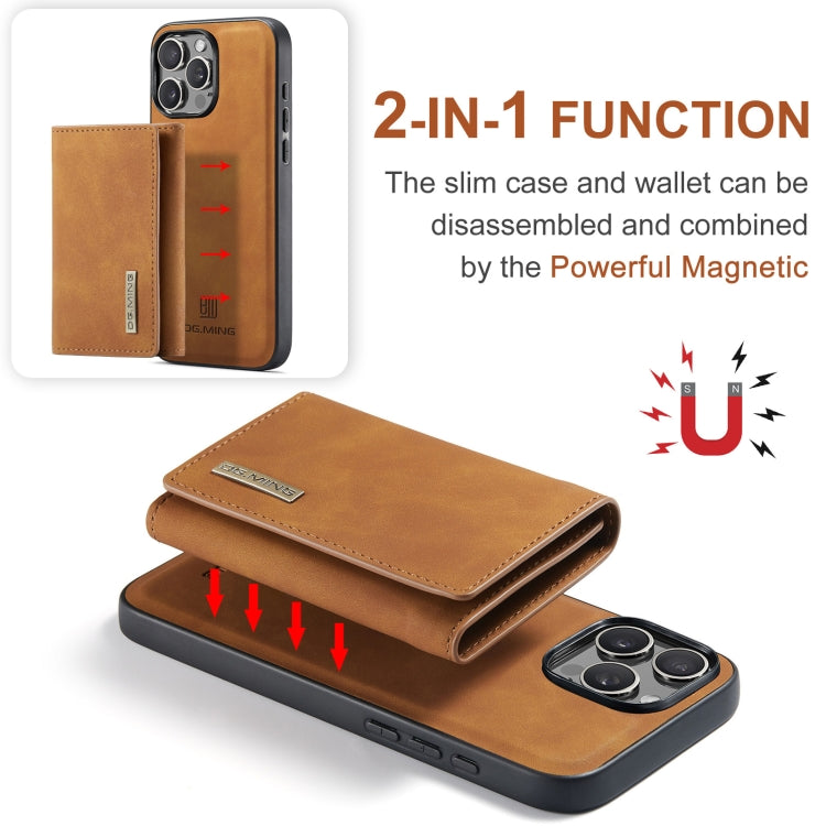 For iPhone 16 Pro Max DG.MING M1 Series 3-Fold Multi Card Wallet Leather Phone Case(Brown) - iPhone 16 Pro Max Cases by DG.MING | Online Shopping South Africa | PMC Jewellery | Buy Now Pay Later Mobicred