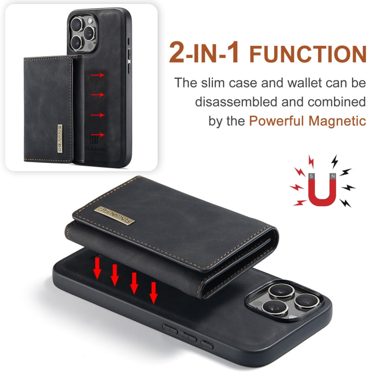 For iPhone 16 Pro DG.MING M1 Series 3-Fold Multi Card Wallet Leather Phone Case(Black) - iPhone 16 Pro Cases by DG.MING | Online Shopping South Africa | PMC Jewellery | Buy Now Pay Later Mobicred