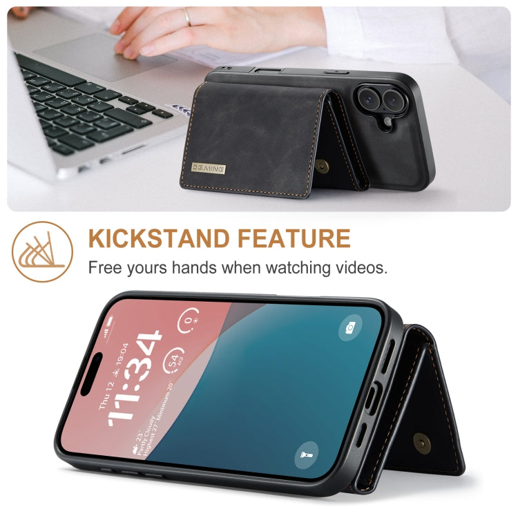 For iPhone 16 Plus DG.MING M1 Series 3-Fold Multi Card Wallet Leather Phone Case(Black) - free shipping - PMC Jewellery - Order now!