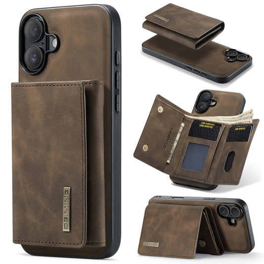 For iPhone 16 Plus DG.MING M1 Series 3-Fold Multi Card Wallet Leather Phone Case(Coffee) - iPhone 16 Plus Cases by DG.MING | Online Shopping South Africa | PMC Jewellery | Buy Now Pay Later Mobicred