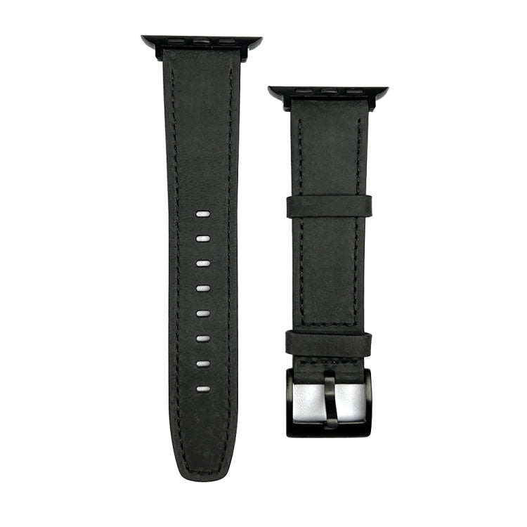 For Apple Watch Ultra 49mm Retro Texture Leather Watch Band(Black) - Watch Bands by PMC TechLife | Online Shopping South Africa | PMC TechLife | Buy Now Pay Later Mobicred