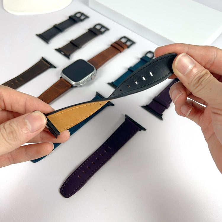 For Apple Watch Ultra 49mm Retro Texture Leather Watch Band(Brown) - Watch Bands by PMC TechLife | Online Shopping South Africa | PMC TechLife | Buy Now Pay Later Mobicred