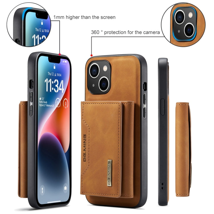 For iPhone 15 DG.MING M2 Series 3-Fold Card Bag Wallet Leather Phone Case(Brown) - free shipping - PMC Jewellery - Order now!