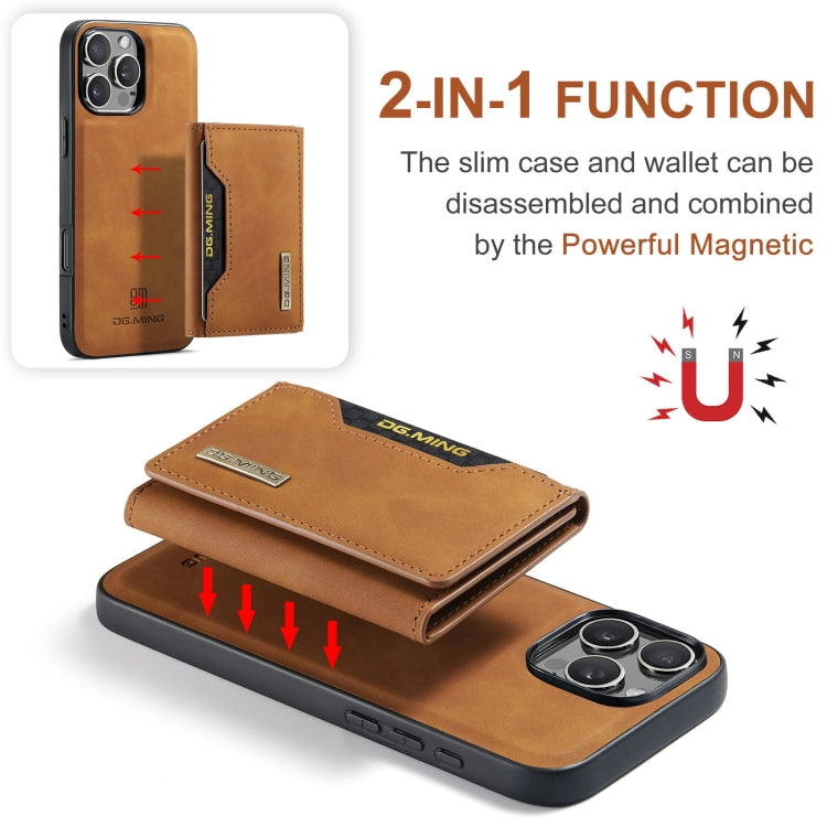 For iPhone 16 Pro DG.MING M2 Series 3-Fold Card Bag Wallet Leather Phone Case(Brown) - iPhone 16 Pro Cases by DG.MING | Online Shopping South Africa | PMC Jewellery | Buy Now Pay Later Mobicred