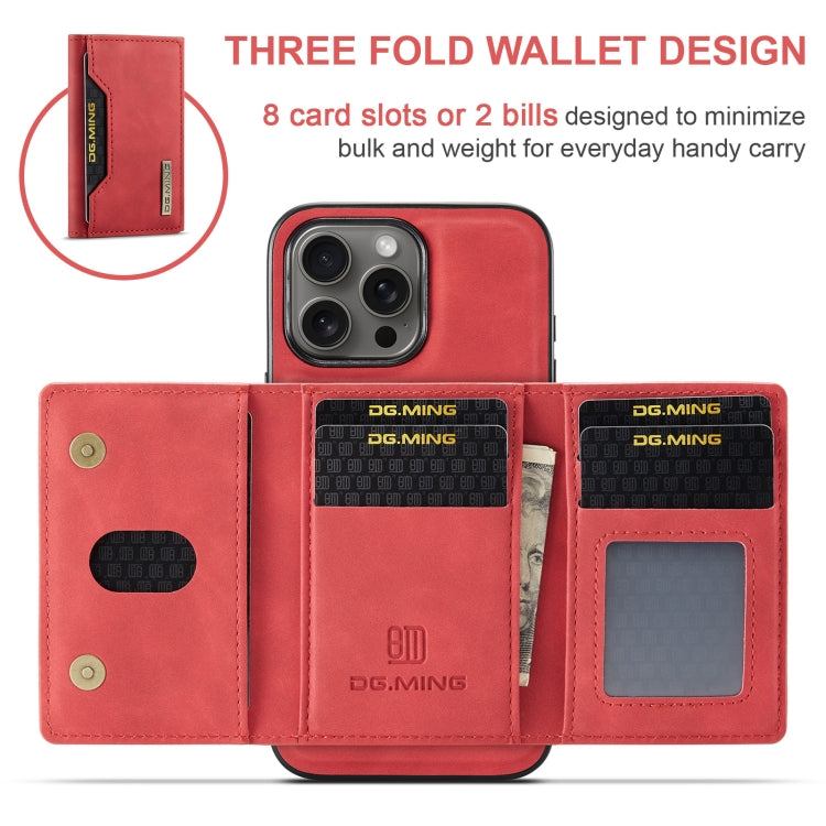 For iPhone 16 Pro DG.MING M2 Series 3-Fold Card Bag Wallet Leather Phone Case(Red) - free shipping - PMC Jewellery - Order now!