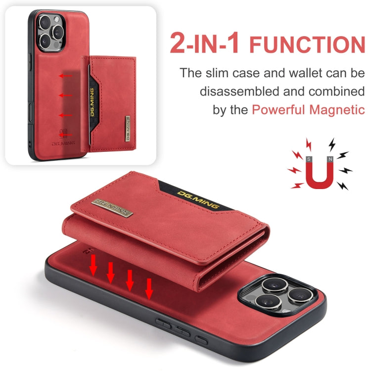 For iPhone 16 Pro DG.MING M2 Series 3-Fold Card Bag Wallet Leather Phone Case(Red) - free shipping - PMC Jewellery - Order now!