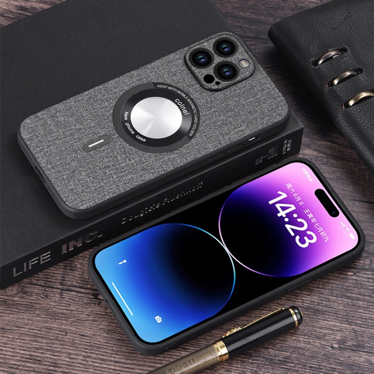 For iPhone 15 Pro Cloth Texture MagSafe Magnetic PU Phone Case(Light Green) - iPhone 15 Pro Cases by PMC TechLife | Online Shopping South Africa | PMC TechLife