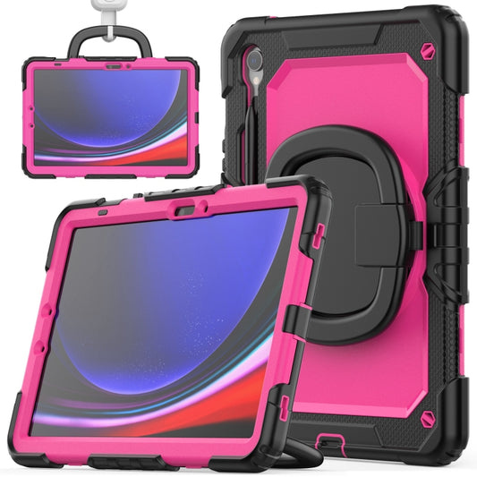 For Samsung Galaxy Tab S9 D Type Silicone Hybrid PC Tablet Case with Handle Holder(Rose Red PC) - Galaxy Tab S9 Cases by PMC Jewellery | Online Shopping South Africa | PMC Jewellery | Buy Now Pay Later Mobicred