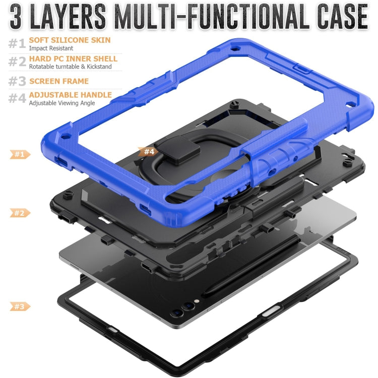 For Samsung Galaxy Tab S9+ / S10+ D Type Silicone Hybrid PC Tablet Case with Handle Holder(Blue) - free shipping - PMC Jewellery - Order now!