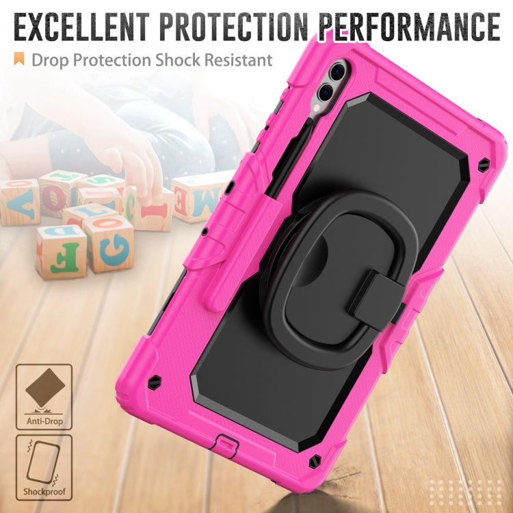 For Samsung Galaxy Tab S9+ / S10+ D Type Silicone Hybrid PC Tablet Case with Handle Holder(Rose Red) - free shipping - PMC Jewellery - Order now!