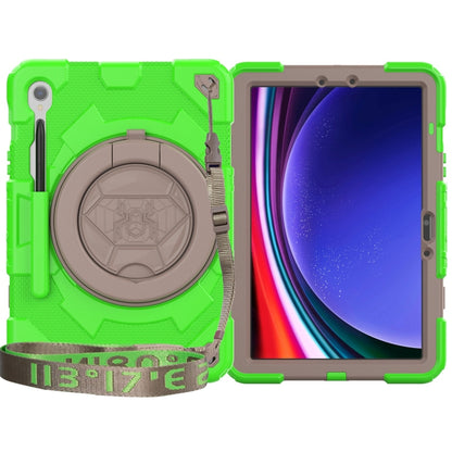 For Samsung Galaxy Tab S9 Spider Rotation Handle Silicone Hybrid PC Tablet Case(Grey Green) - Galaxy Tab S9 Cases by PMC Jewellery | Online Shopping South Africa | PMC Jewellery | Buy Now Pay Later Mobicred