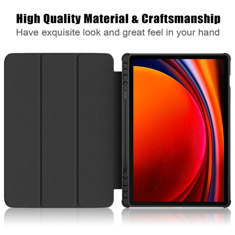 For Samsung Galaxy Tab S9+ Acrylic 3-folding Smart Leather Tablet Case(Black) - Galaxy Tab S9+ Cases by PMC Jewellery | Online Shopping South Africa | PMC Jewellery