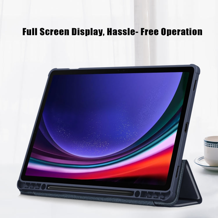 For Samsung Galaxy Tab S9+ Acrylic 3-folding Smart Leather Tablet Case(Dark Blue) - free shipping - PMC Jewellery - Order now!