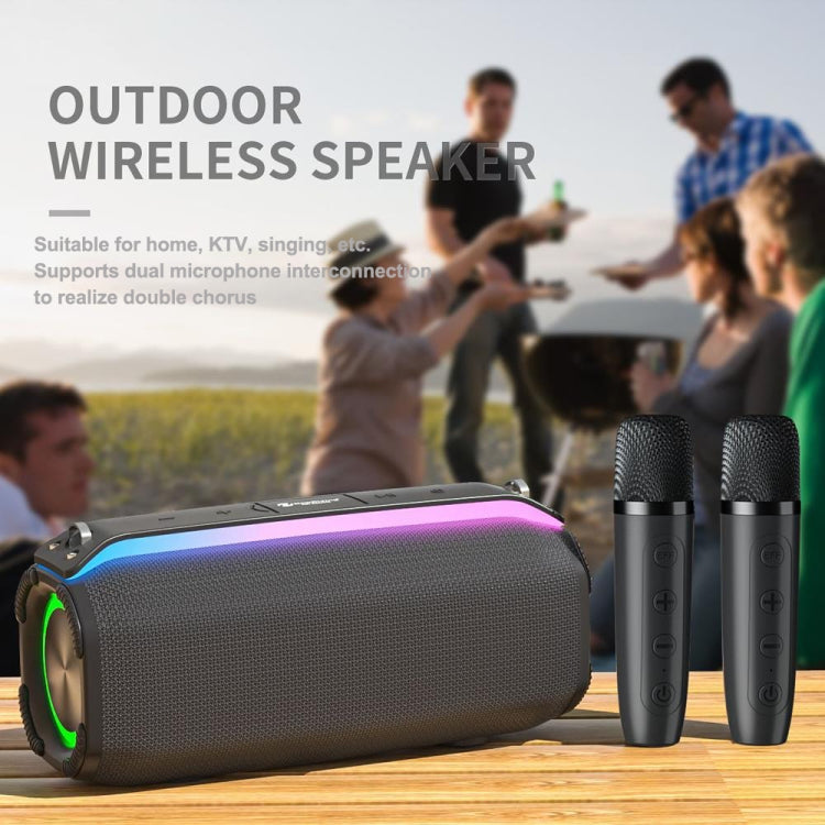 New RiXing NR8809 20W Outdoor Portable TWS Smart Wireless Bluetooth Speaker, Style:Single Mic(Red) - free shipping - PMC Jewellery - Order now!