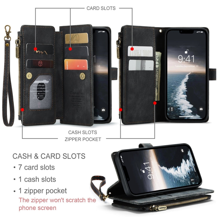 For iPhone 15 Plus CaseMe C30 Multifunctional Leather Phone Case(Black) - free shipping - PMC Jewellery - Order now!