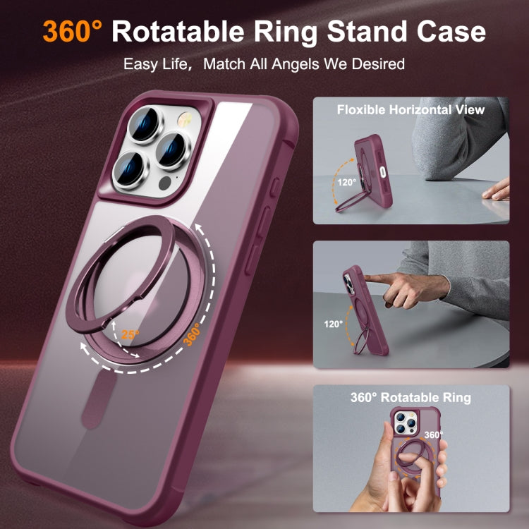 For iPhone 15 Pro MagSafe Magnetic Rotating Holder Phone Case(Wine Red) - iPhone 15 Pro Cases by PMC Jewellery | Online Shopping South Africa | PMC Jewellery