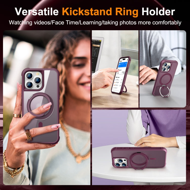 For iPhone 15 Pro MagSafe Magnetic Rotating Holder Phone Case(Wine Red) - iPhone 15 Pro Cases by PMC Jewellery | Online Shopping South Africa | PMC Jewellery