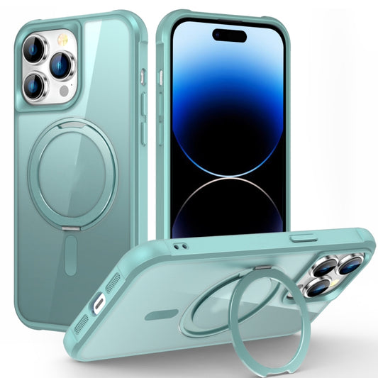 For iPhone 14 Pro Max MagSafe Magnetic Rotating Holder Phone Case(Lake Blue) - iPhone 14 Pro Max Cases by PMC Jewellery | Online Shopping South Africa | PMC Jewellery