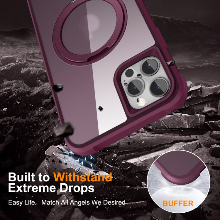 For iPhone 13 Pro Max / 12 Pro Max MagSafe Magnetic Rotating Holder Phone Case(Wine Red) - iPhone 13 Pro Max Cases by PMC TechLife | Online Shopping South Africa | PMC TechLife