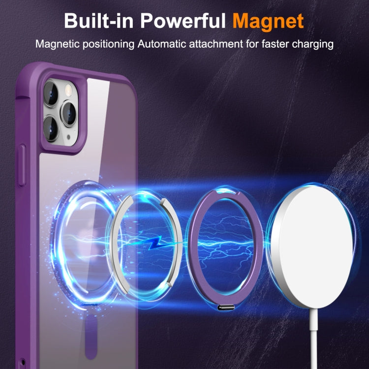 For iPhone 11 Pro Max MagSafe Magnetic Rotating Holder Phone Case(Purple) - iPhone 11 Pro Max Cases by PMC TechLife | Online Shopping South Africa | PMC TechLife
