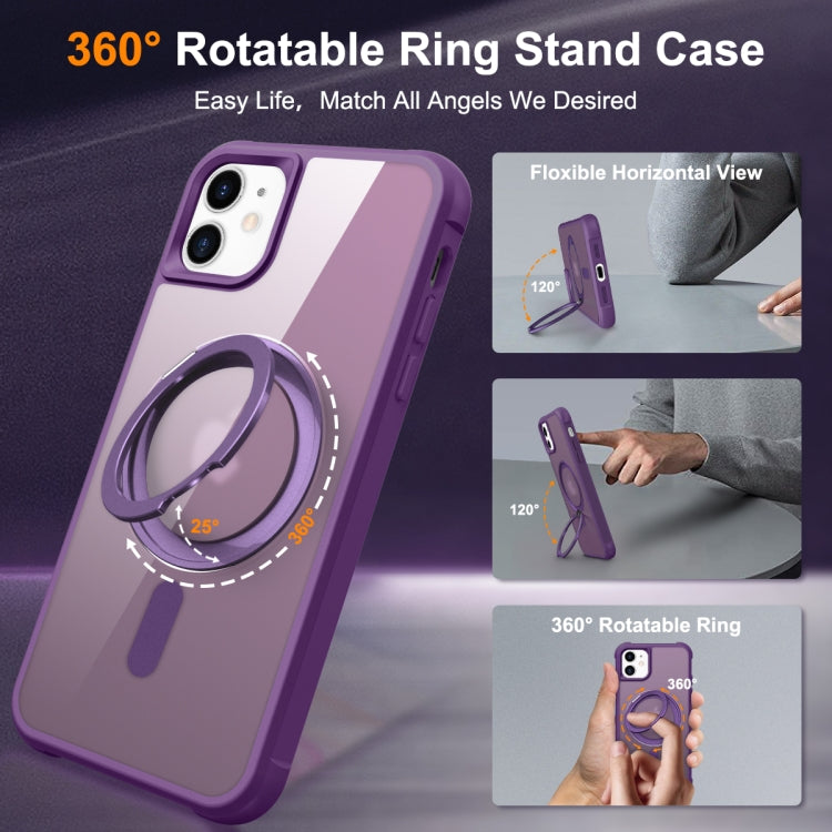 For iPhone 11 MagSafe Magnetic Rotating Holder Phone Case(Purple) - iPhone 11 Cases by PMC TechLife | Online Shopping South Africa | PMC TechLife
