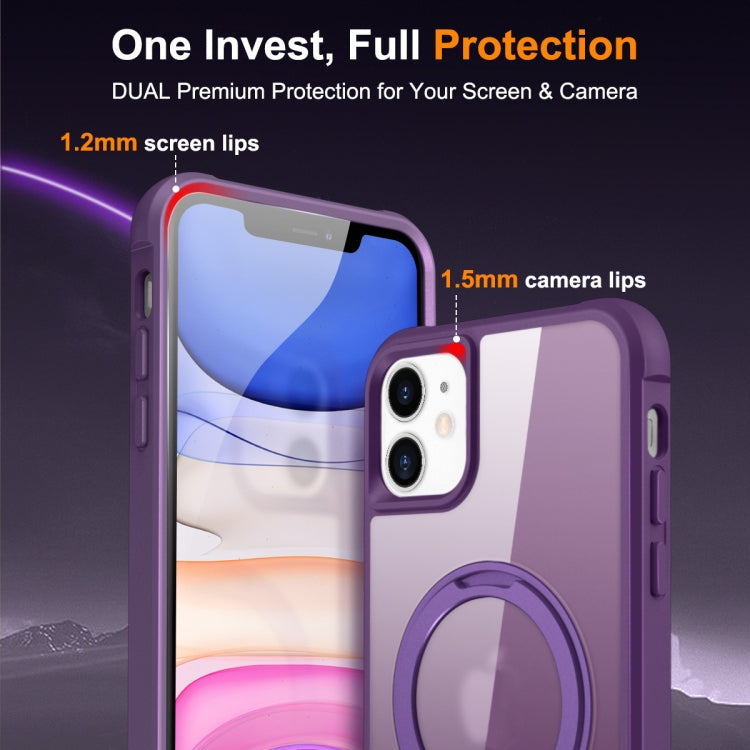 For iPhone 11 MagSafe Magnetic Rotating Holder Phone Case(Purple) - iPhone 11 Cases by PMC TechLife | Online Shopping South Africa | PMC TechLife