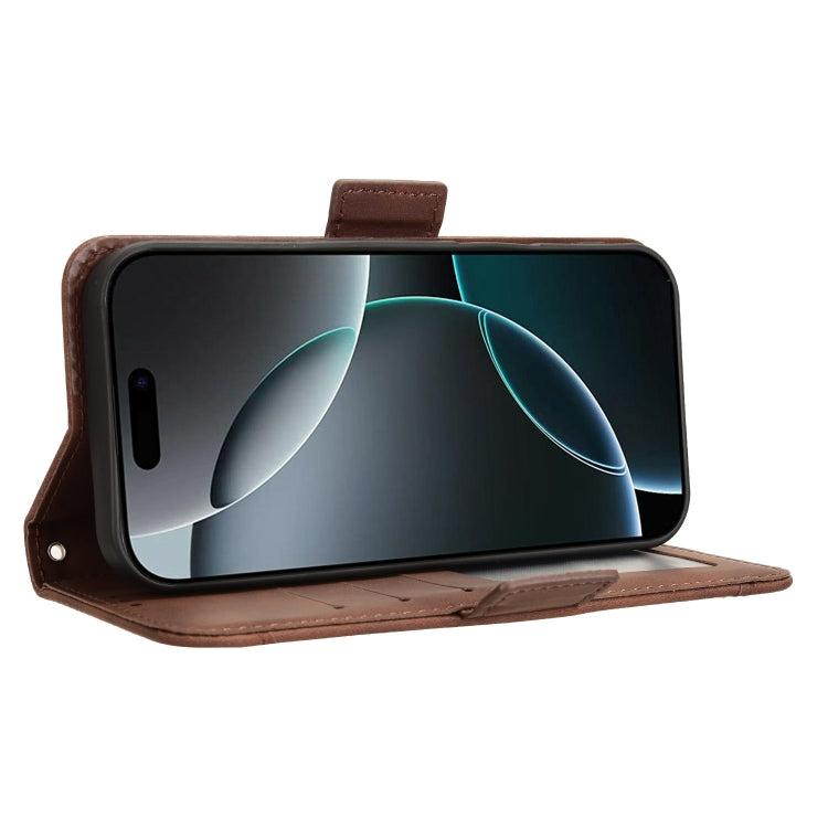 For iPhone 16 Pro Skin Feel Calf Texture Card Slots Leather Phone Case(Brown) - iPhone 16 Pro Cases by PMC TechLife | Online Shopping South Africa | PMC TechLife | Buy Now Pay Later Mobicred
