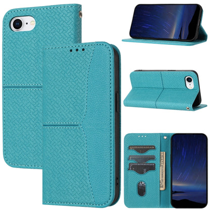 For iPhone SE 2024 Woven Texture Stitching Magnetic Leather Phone Case(Blue) - More iPhone Cases by PMC Jewellery | Online Shopping South Africa | PMC Jewellery | Buy Now Pay Later Mobicred