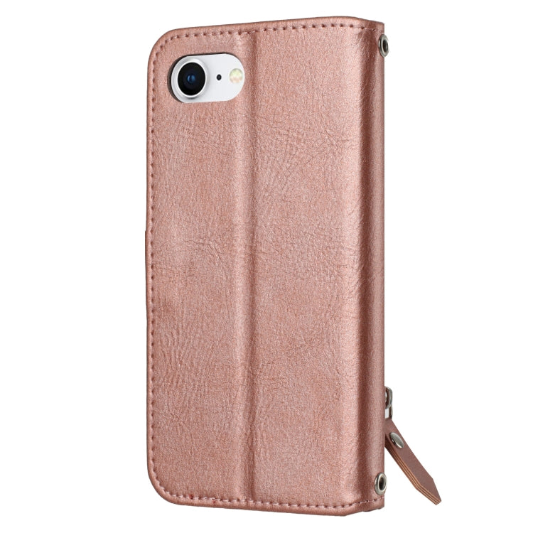 For iPhone SE 2024 Oil Skin Zipper Wallet Leather Phone Case(Rose Gold) - More iPhone Cases by PMC Jewellery | Online Shopping South Africa | PMC Jewellery | Buy Now Pay Later Mobicred