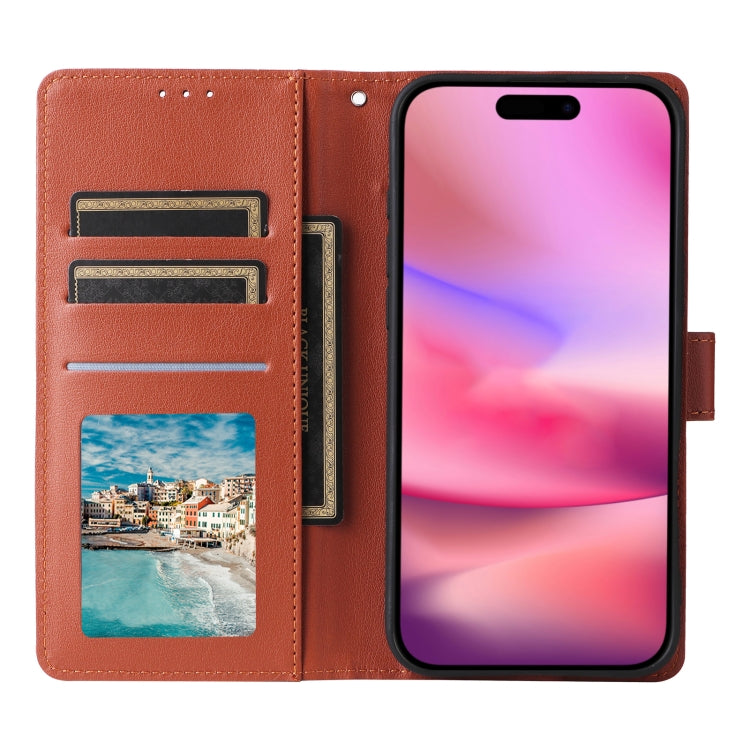 For iPhone 16 Plus Multifunctional Horizontal Flip Leather Phone Case with Three Card Slots(Brown) - iPhone 16 Plus Cases by PMC Jewellery | Online Shopping South Africa | PMC Jewellery | Buy Now Pay Later Mobicred