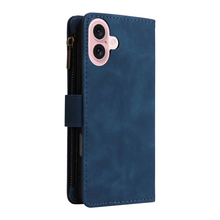 For iPhone 16 Plus Crossbody Multi-card Slot Wallet Zipper Leather Phone Case(Dark Blue) - iPhone 16 Plus Cases by PMC Jewellery | Online Shopping South Africa | PMC Jewellery | Buy Now Pay Later Mobicred